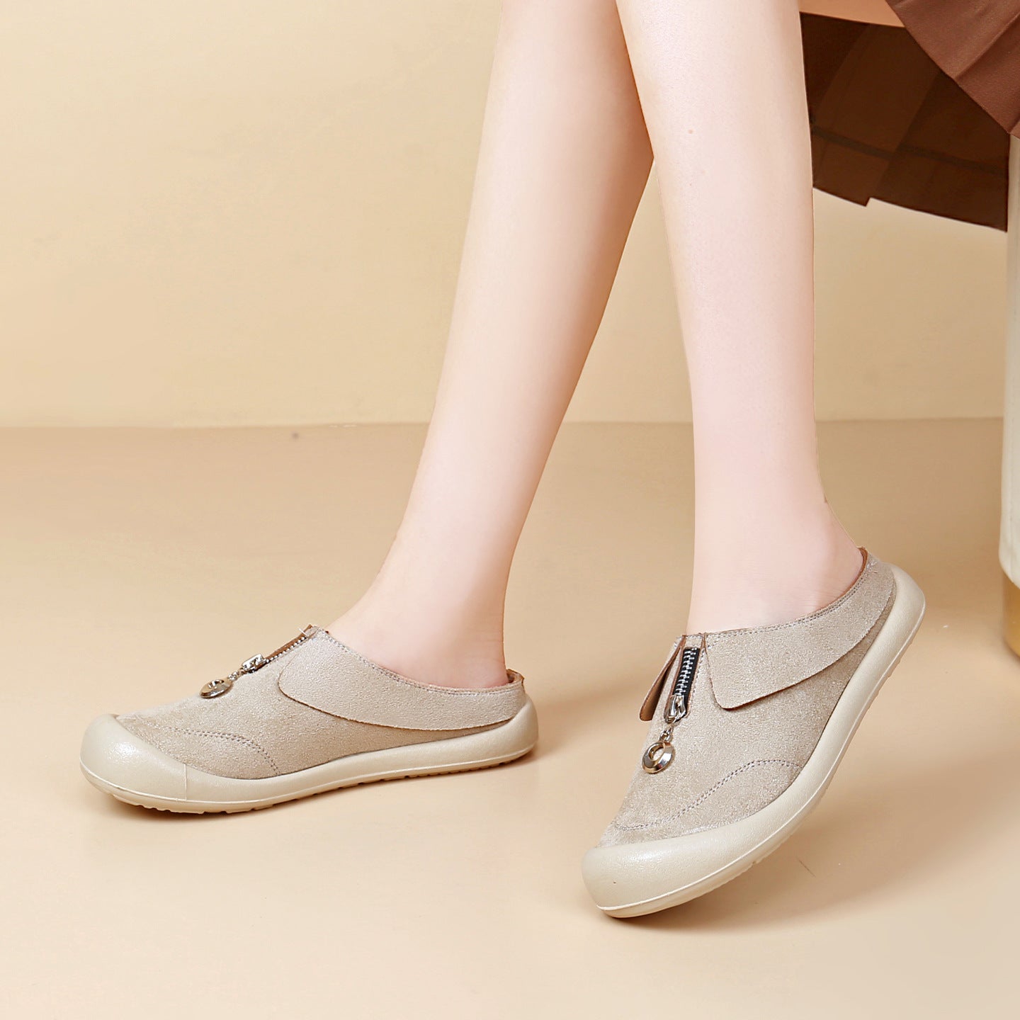 Damen modische Clogs mit praktischer Reißverschlussöffnung und rutschfester Sohle R&B