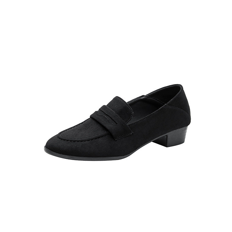 Damen modische Wildleder-Mokassins mit bequemem Blockabsatz R&B
