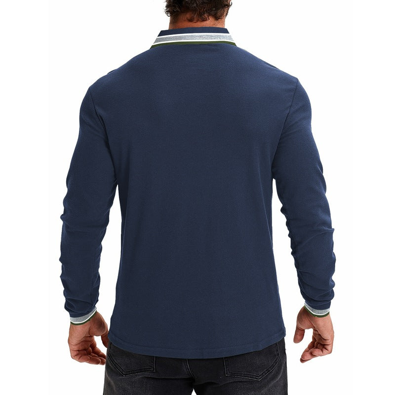 Herren Langarm-Polohemd mit modernem Kragen und attraktiven Akzenten