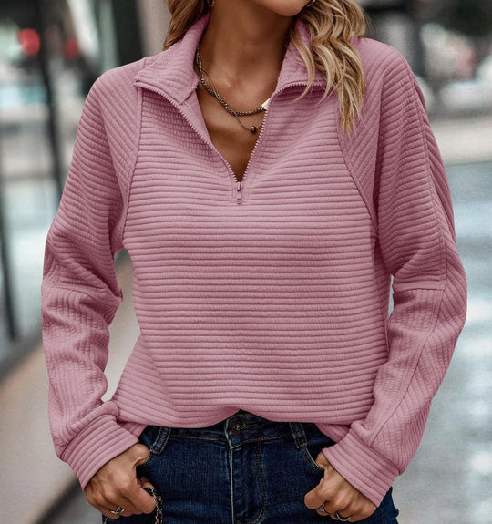 R&B | Modisch strukturierter Pullover mit Kragenreißverschluss