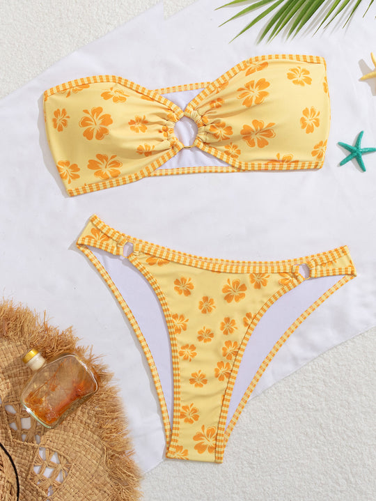 Damen Bandeau Badeanzug Set R&B