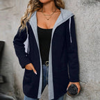 Damen bequeme Strickjacke mit Kapuze und praktischen Taschen R&B