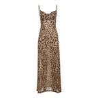 Damen Maxi Kleid mit elegantem Leopardenmuster und schmalen Trägern R&B