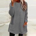 Damen Kuscheliger Fleece-Pullover mit praktischen Taschen und weitem Schnitt