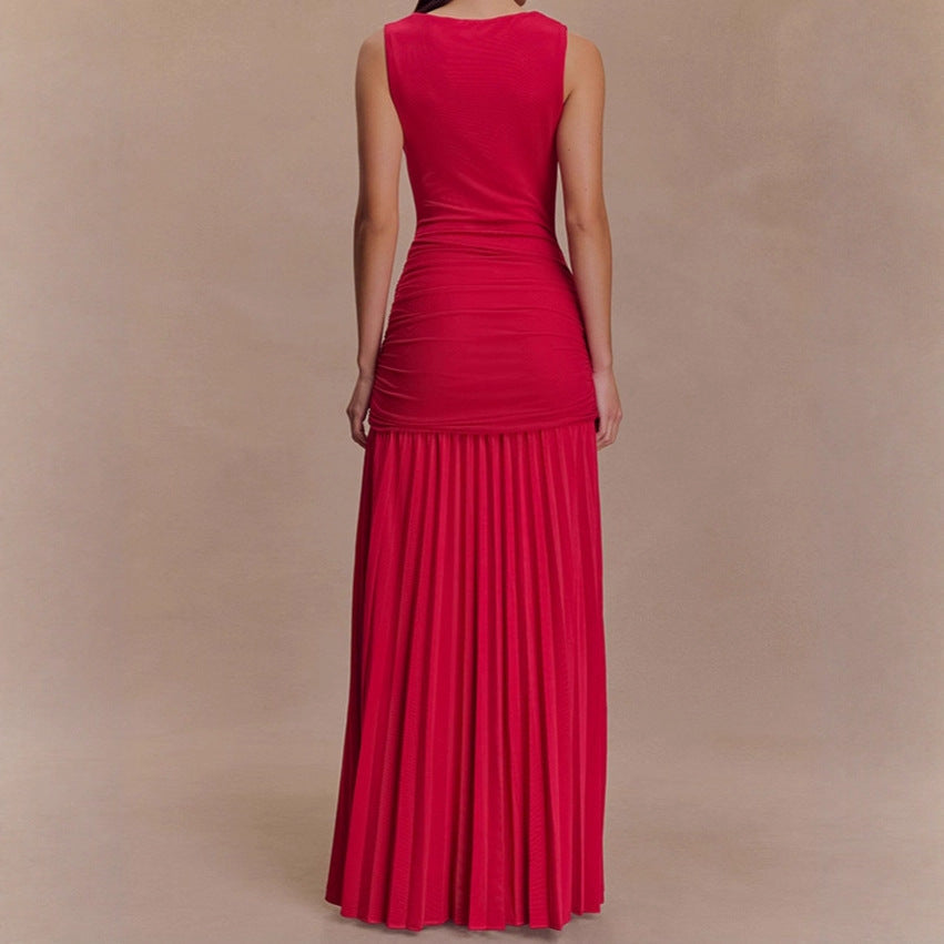 Damen Elegantes Maxikleid mit raffinierten Drapierungen und figurbetontem Schnitt R&B