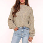 Damen lässiger Strickpullover mit voluminösen Ärmeln und modernem Design R&B