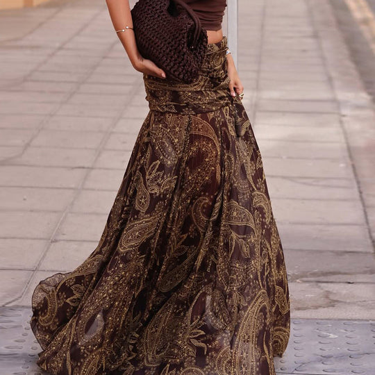Damenrock mit asymmetrischem Saum und Paisleymuster R&B