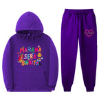 Damen Sweatshirt- und Jogginghose-Set mit buntem Aufdruck