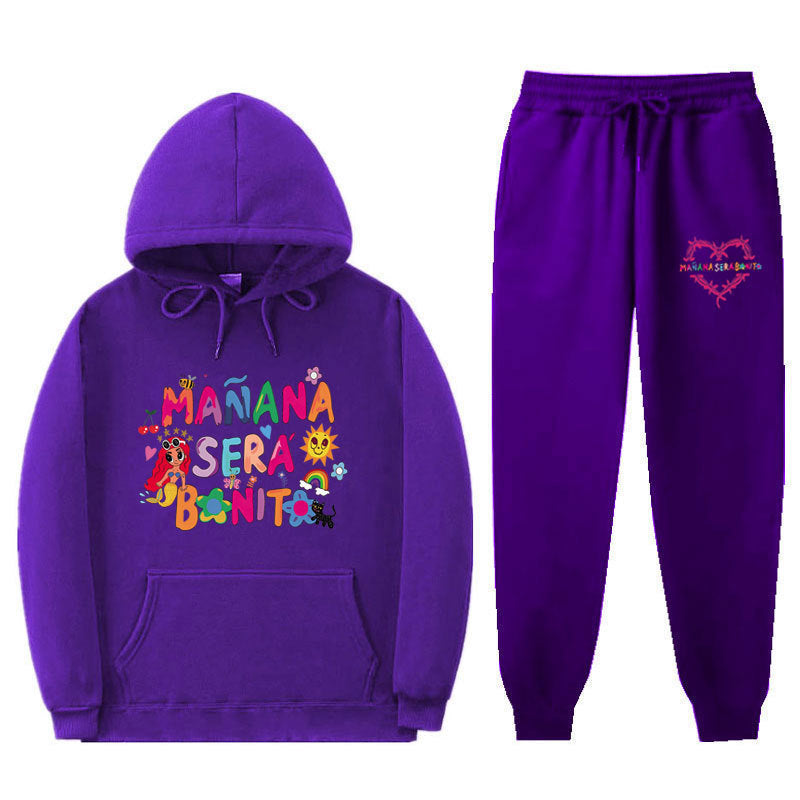 Damen Sweatshirt- und Jogginghose-Set mit buntem Aufdruck
