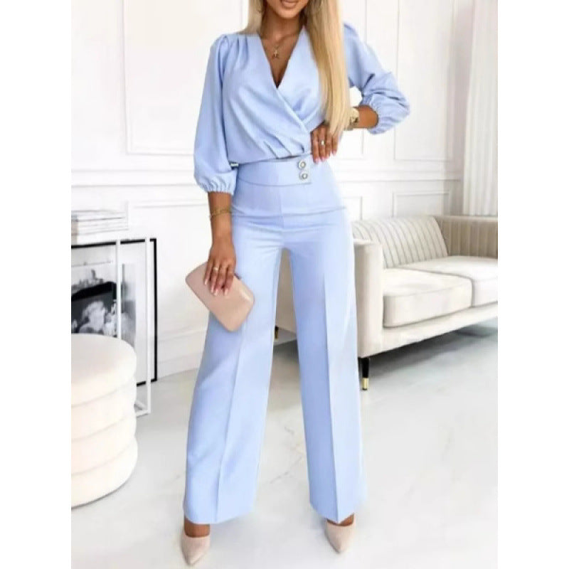 Damen elegantes Jumpsuit mit weiten Beinen R&B