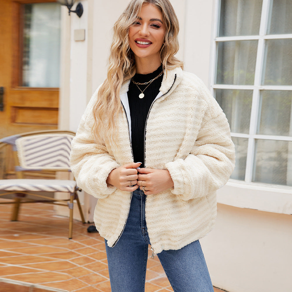 Damen Fleece-Jacke mit kontrastierendem Reißverschluss R&B