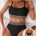 Damen Bikini-Set mit stylischem hohen Bund und modischem Animal-Design R&B