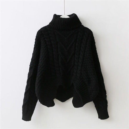 Damen Grobstrickpullover mit hochgeschlossenem Kragen und Zopfmuster R&B