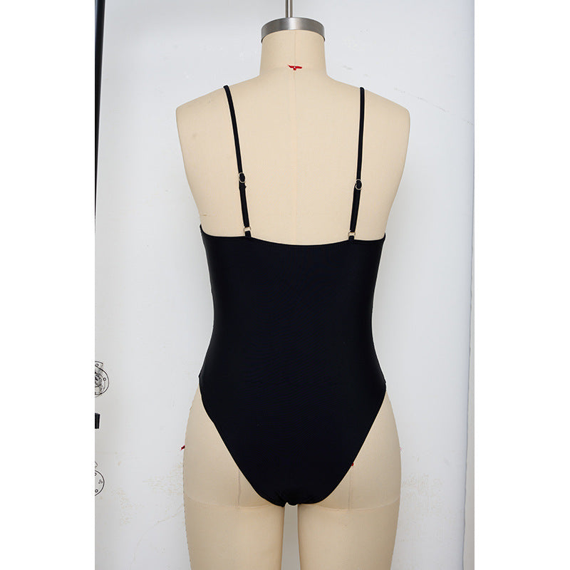 Damen Verführerischer Einteiler Badeanzug mit eleganten Trägern und hochwertigem Stoff R&B