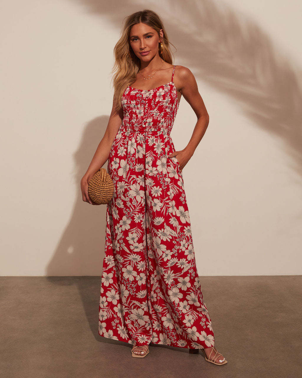 Damen Maxirock mit floralem Design und verstellbaren Trägern R&B