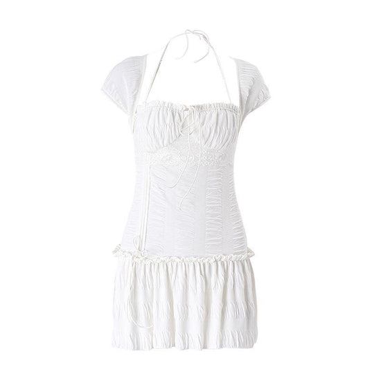 Damen Kurzarm Minikleid mit Rüschendetails und tailliertem Schnitt R&B