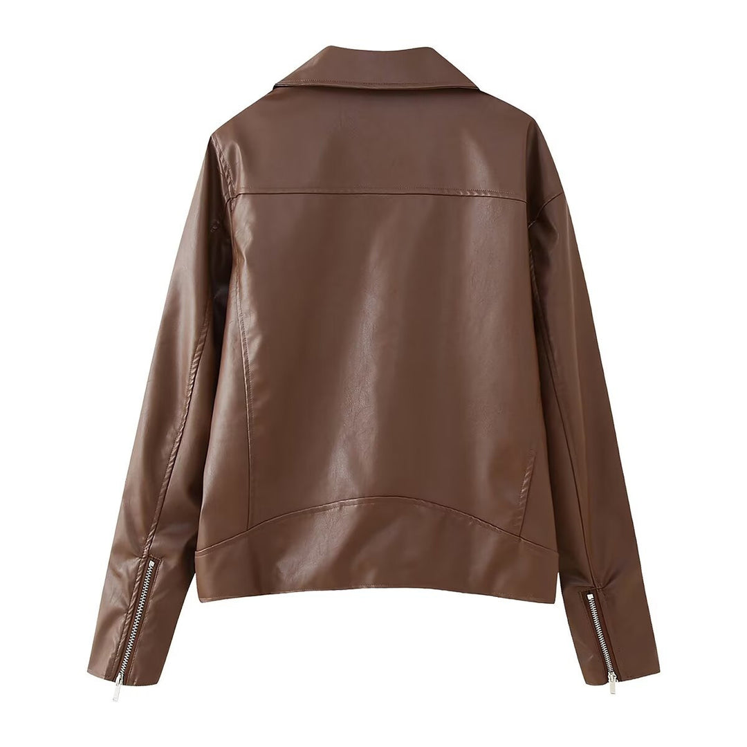 Damen Kunstleder Bikerjacke R&B