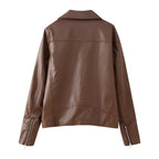 Damen Kunstleder Bikerjacke R&B