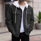 Herren lässige Utility-Jacke mit Kapuze und strukturiertem Muster