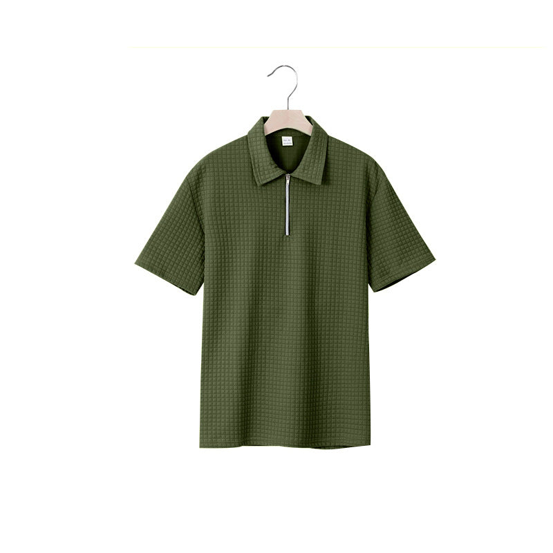Herren Kurzarm Polo-Shirt mit strukturiertem Design und Reißverschluss R&B