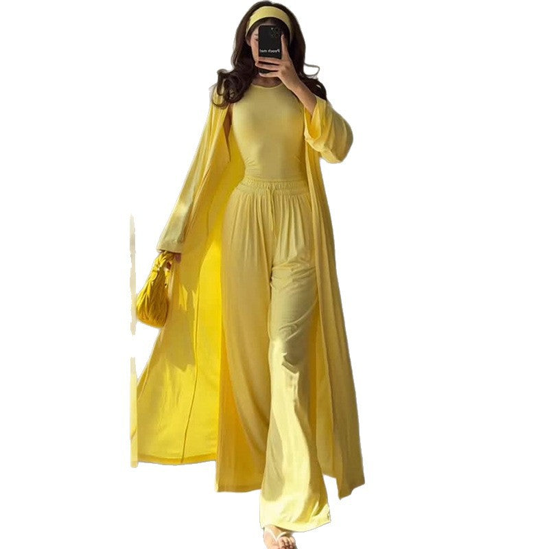 Damen Loungewear-Kombination mit fließendem Kimono und bequemer Hose R&B