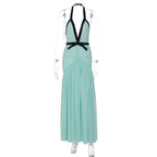 Damen Maxikleid mit tiefem V-Ausschnitt und innovativer Raffung R&B