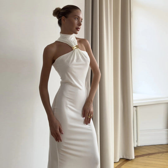 Damen Maxi-Kleid mit schickem Schlüsselbein-Ausschnitt und eleganter Silhouette R&B