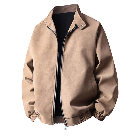 Herren stylische Kunstlederjacke im modernen Design und elastischen Bündchen R&B