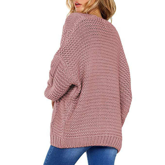 Damen Grobstrickjacke mit lässigem Schnitt und voluminösen Ärmeln R&B