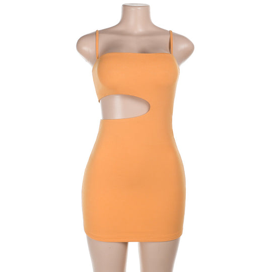 Damen figurbetontes Minikleid mit Cut-Out-Design und schmalen Spaghettiträgern R&B
