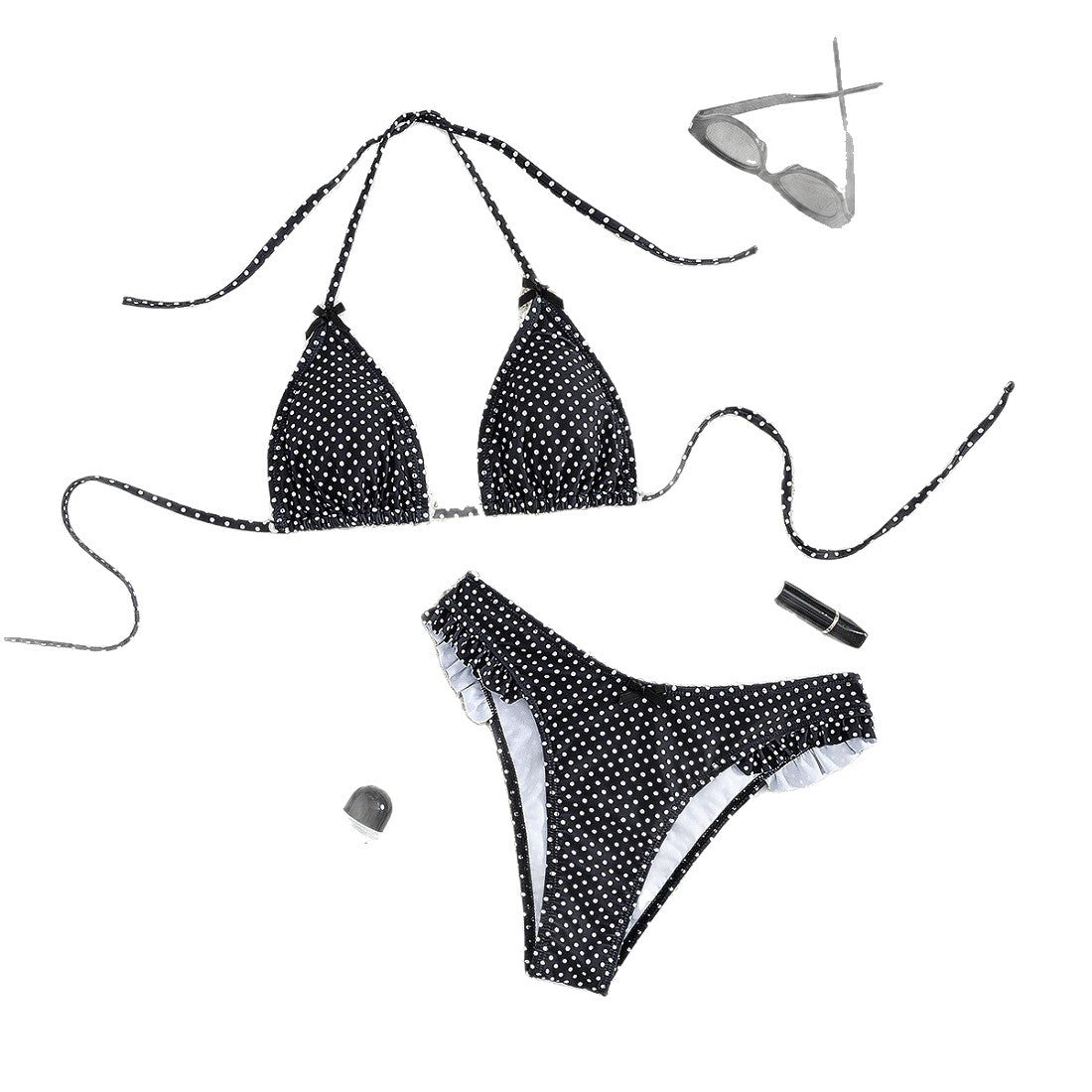 Damen Triangel-Bikini-Set mit verspielten Punkten R&B