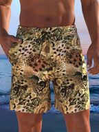 Herren Badeshorts mit animalischem Muster und elastischem Bund
