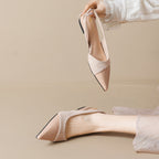Damen elegante Slingback-Pumps mit modernem Materialmix