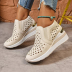 Damen sportliche Slip-On Sneakers mit atmungsaktivem Obermaterial und dekorativen Perlendetails R&B