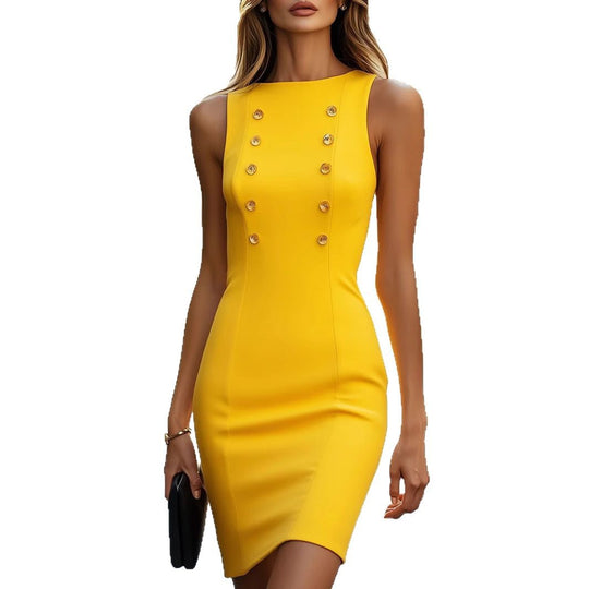 Damen Figurbetontes Cocktailkleid mit eleganten Knopfdetails R&B