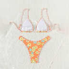 Damen Triangel-Bikini mit floralen Mustern und verstellbaren Trägern