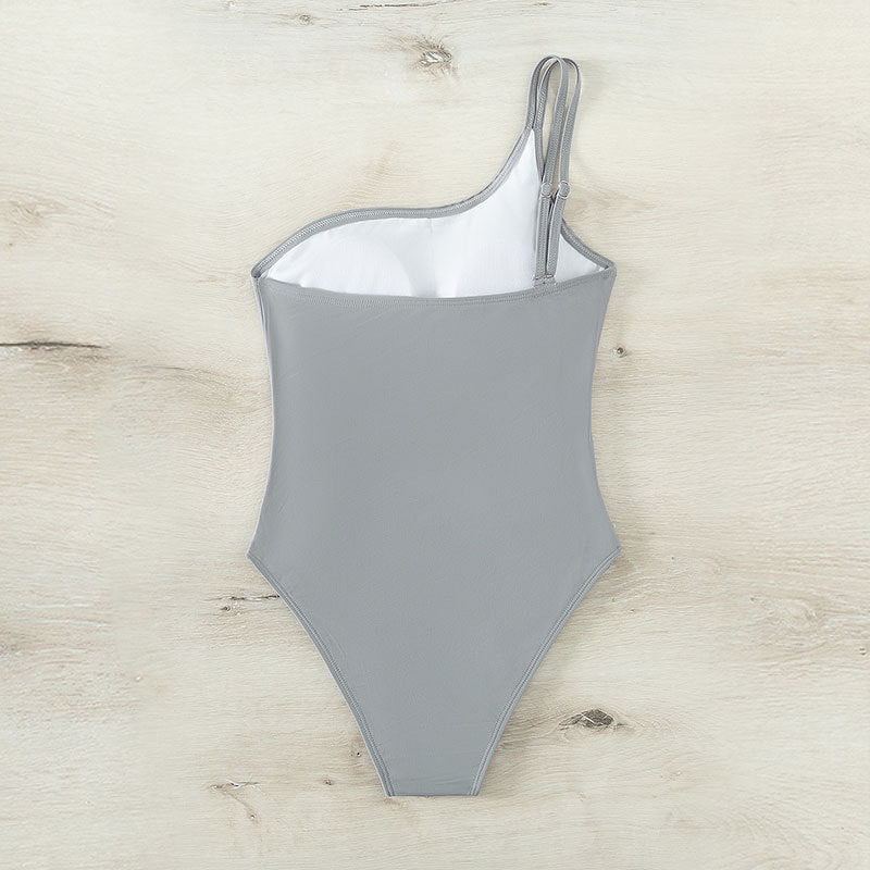 Damen Einteiler Badeanzug mit asymmetrischem Schnitt und modischem Cut-Out R&B