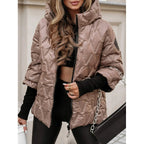 Damen Steppjacke mit hohem Kragen und beschichtetem Obermaterial R&B