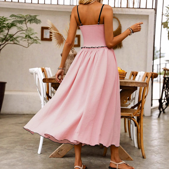 Damen Maxikleid mit raffinierten Raffungseffekten und verstellbaren Trägern R&B
