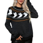 Damen Halloween Pullover mit Geistermotiv und luftiger Struktur R&B