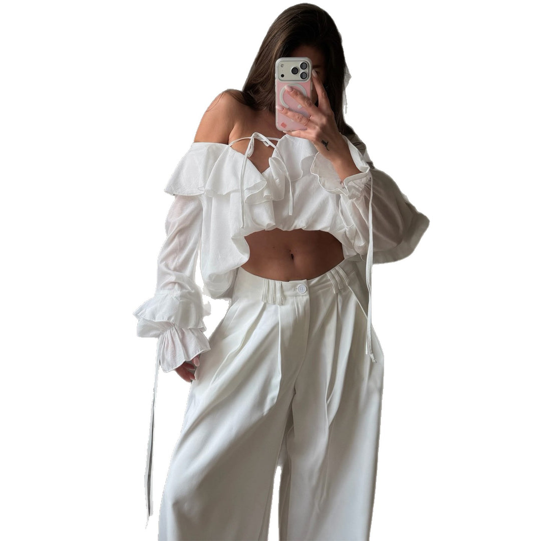 Damen Bluse mit voluminösen Rüschendetails und Kapitänsärmeln R&B