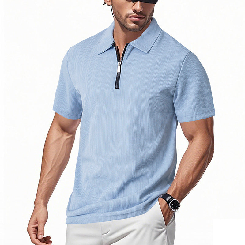Herren Poloshirt mit modernem Reißverschluss und atmungsaktiver Struktur R&B
