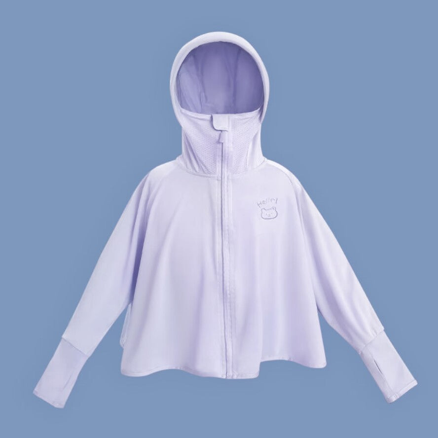 Unisex nan ultraleichte Kinder-Sonnenschutzjacke mit Kapuze, Reißverschluss, Meshfutter und Bärenstickerei  R&B