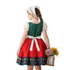 Damen nan traditionelles Kinderdirndl Kleid mit dekorativer Schnürung Schürze und Spitzenkopftuch R&B
