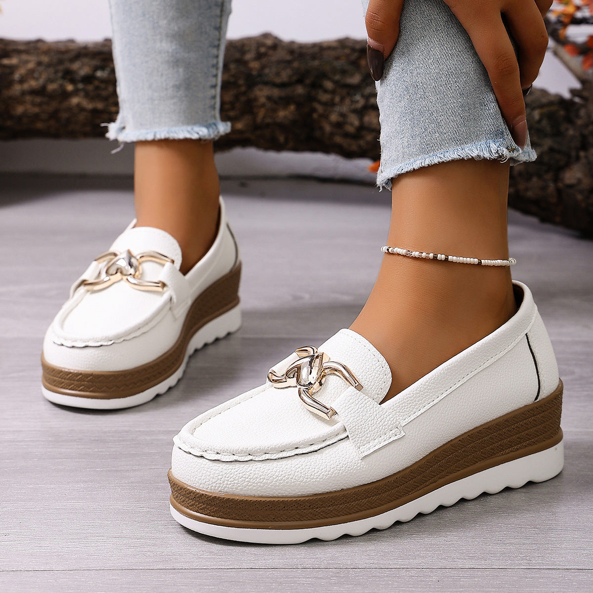 Damen Elegante Mokassins mit modischem Plateau