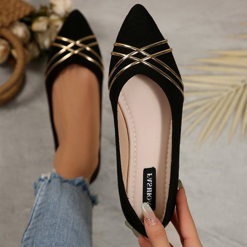 Damen elegante Ballerinas mit geschmackvollen Goldakzenten R&B