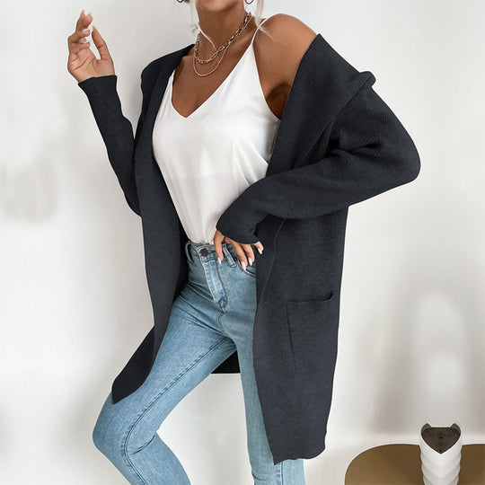 Damen Strickjacke mit tiefem V-Ausschnitt und praktischen Taschen R&B