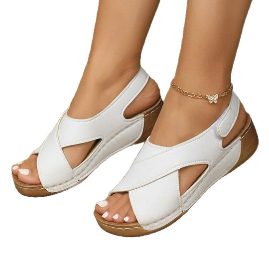 Damen Wedge-Pantoletten mit verstellbaren Riemen und luftigen Cut-Outs R&B