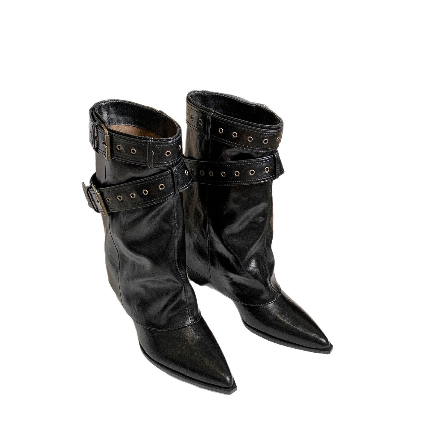 Damen Stiefeletten mit modischem Riemen und elegantem Blockabsatz
