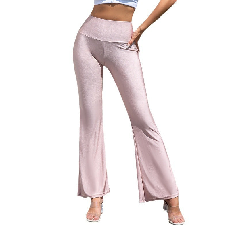 Damen Flared-Hose mit schimmerndem Effekt und hohem Bund R&B